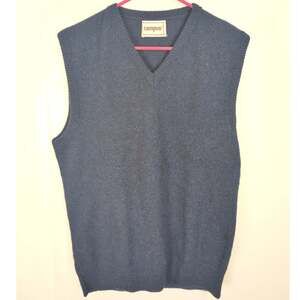 Vintage Campus blue wool sweater vest Size Lrg Grandpacore Preppy USA made Retro